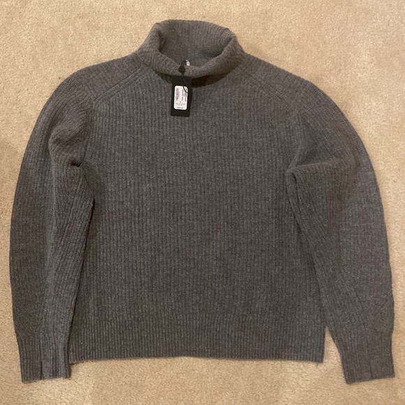 Rag&Bone Women's Gray Penelope Ribbed Wool Cashmere-blend Turtleneck Sweater NWT - Picture 4 of 7